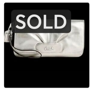 Coach Large Flap Silver magnetic wristlet